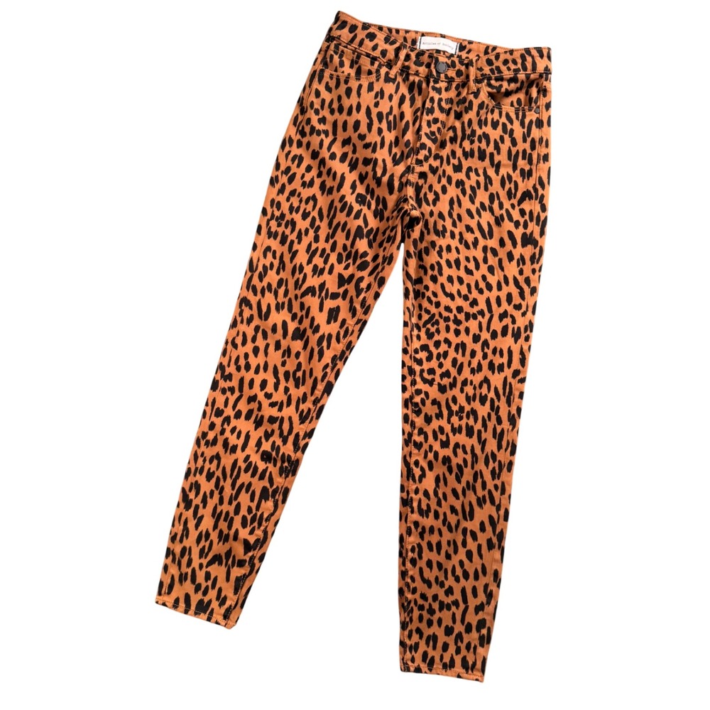 Articles of Society Heather High Rise Jeans Women 27x26‎ Leopard Print Tan Black